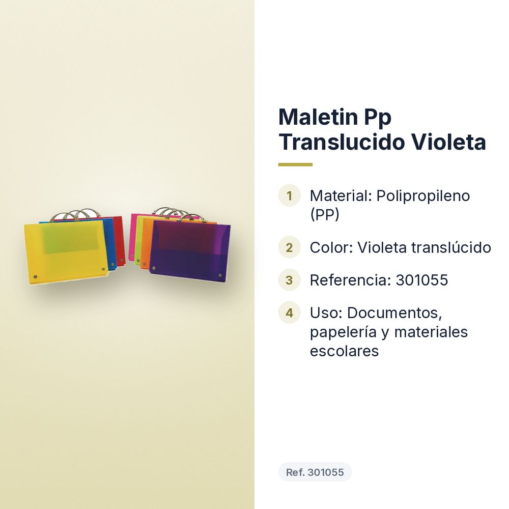 MALETIN PP TRANSLUCIDO VIOLETA - características principales
