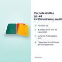 CARPETA ANILLAS PP-A4 4X25MMTRANSP.MULTICOLOR - características principales