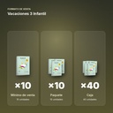 VACACIONES 3 INFANTIL - formato de venta: paquete de 10, caja de 40