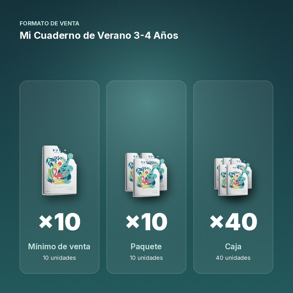 MI CUADERNO DE VERANO 3-4 AÑOS - formato de venta: paquete de 10, caja de 40
