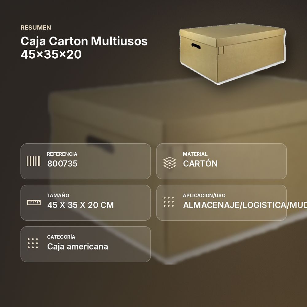 CAJA CARTON MULTIUSOS 45X35X20 - resumen de atributos