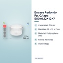 ENVASE REDONDO PP. C/TAPA 500ML.12X12X7 - características principales