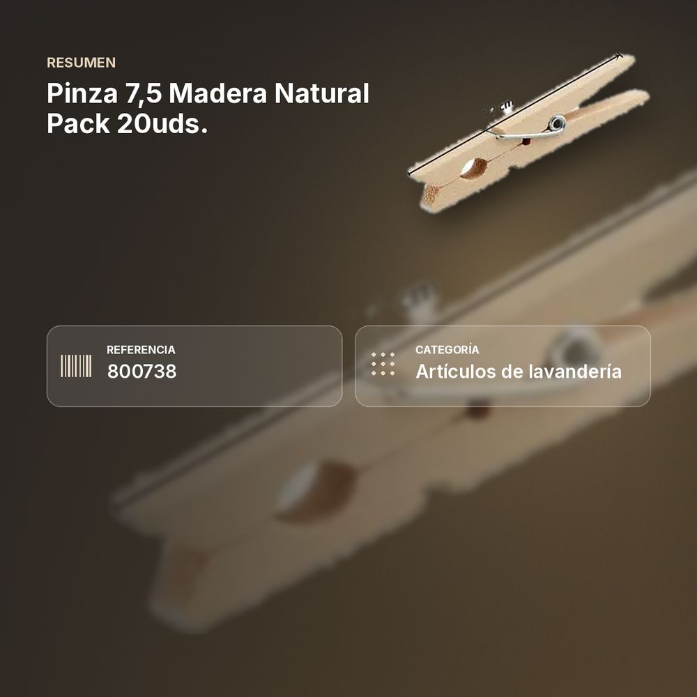 PINZA 7,5 MADERA NATURAL PACK 20UDS. - resumen de atributos