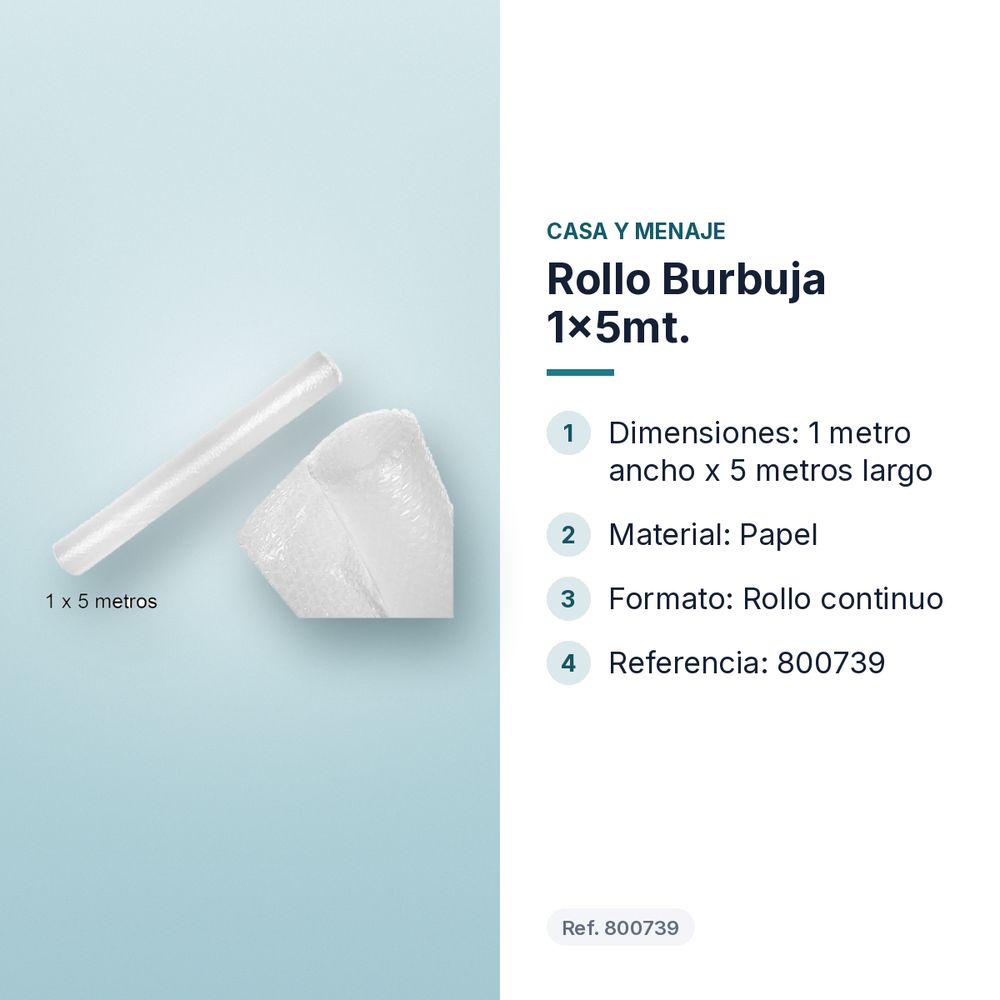 ROLLO BURBUJA 1X5MT. - características principales