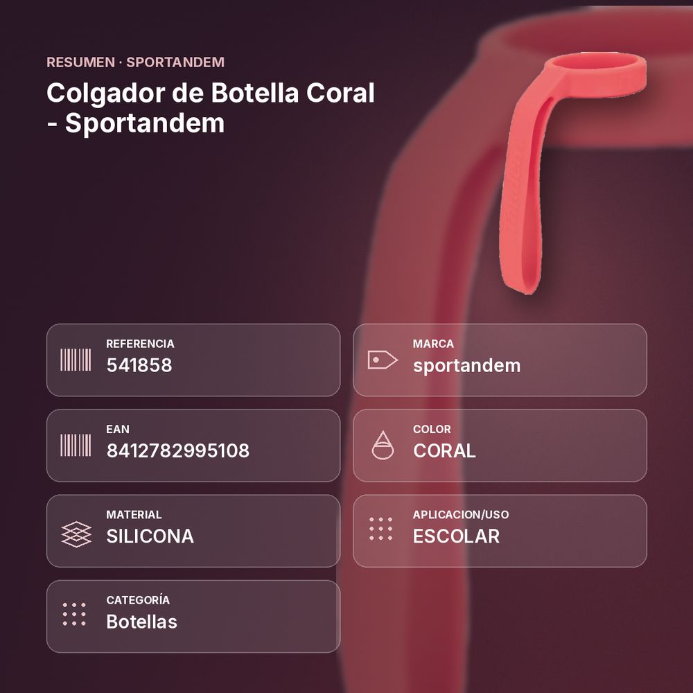 COLGADOR DE BOTELLA CORAL - SPORTANDEM - resumen de atributos