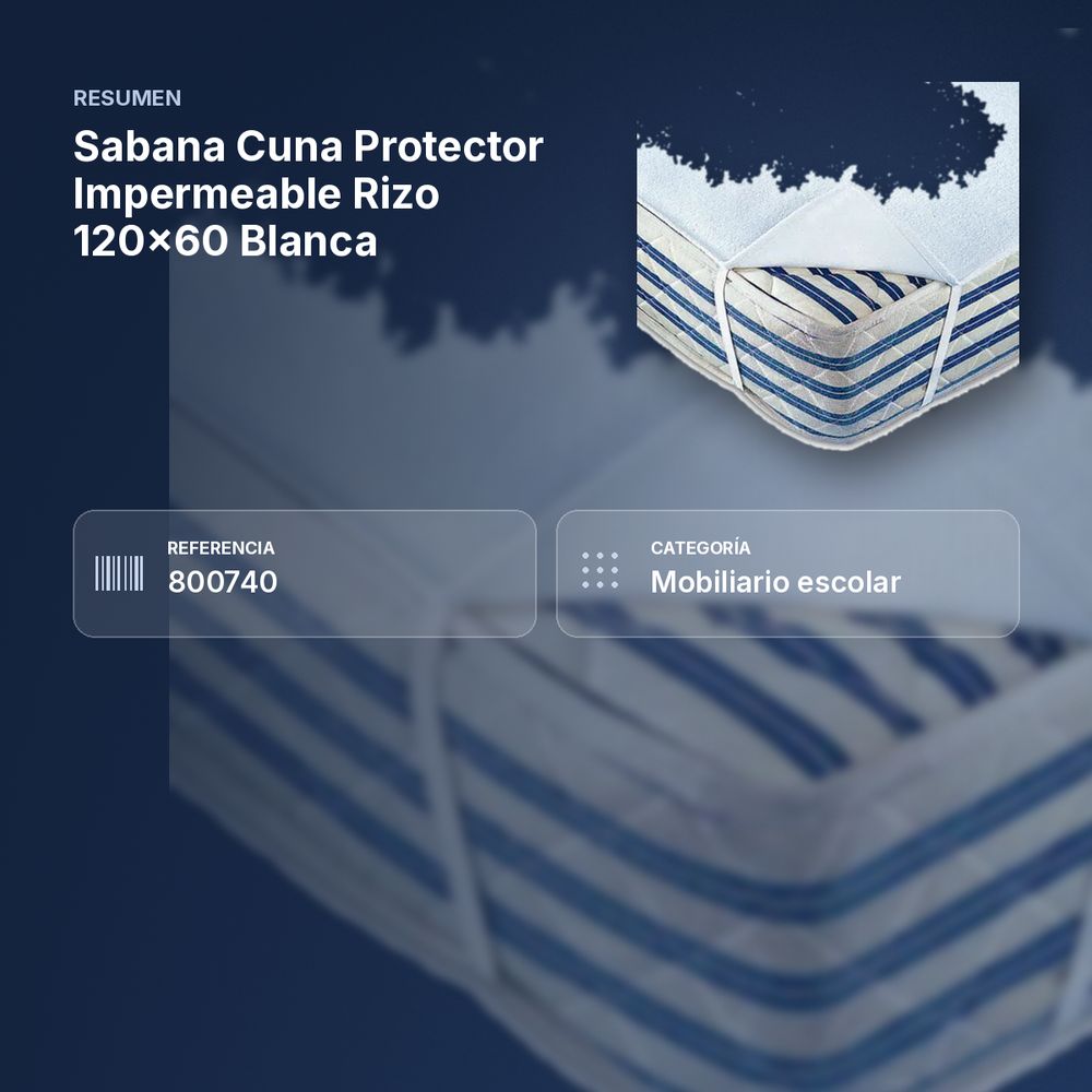 SABANA CUNA PROTECTOR IMPERMEABLE RIZO 120X60 BLANCA - resumen de atributos