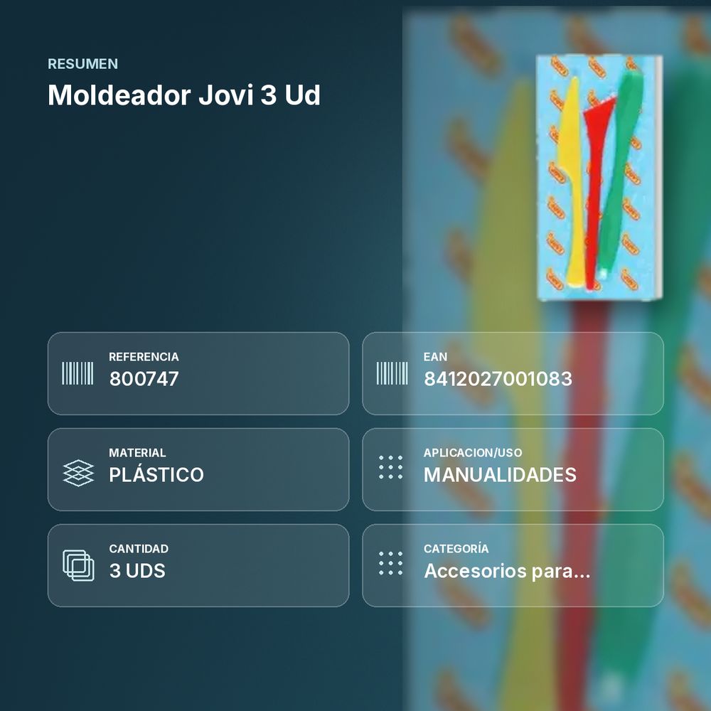 MOLDEADOR JOVI 3 UD - resumen de atributos