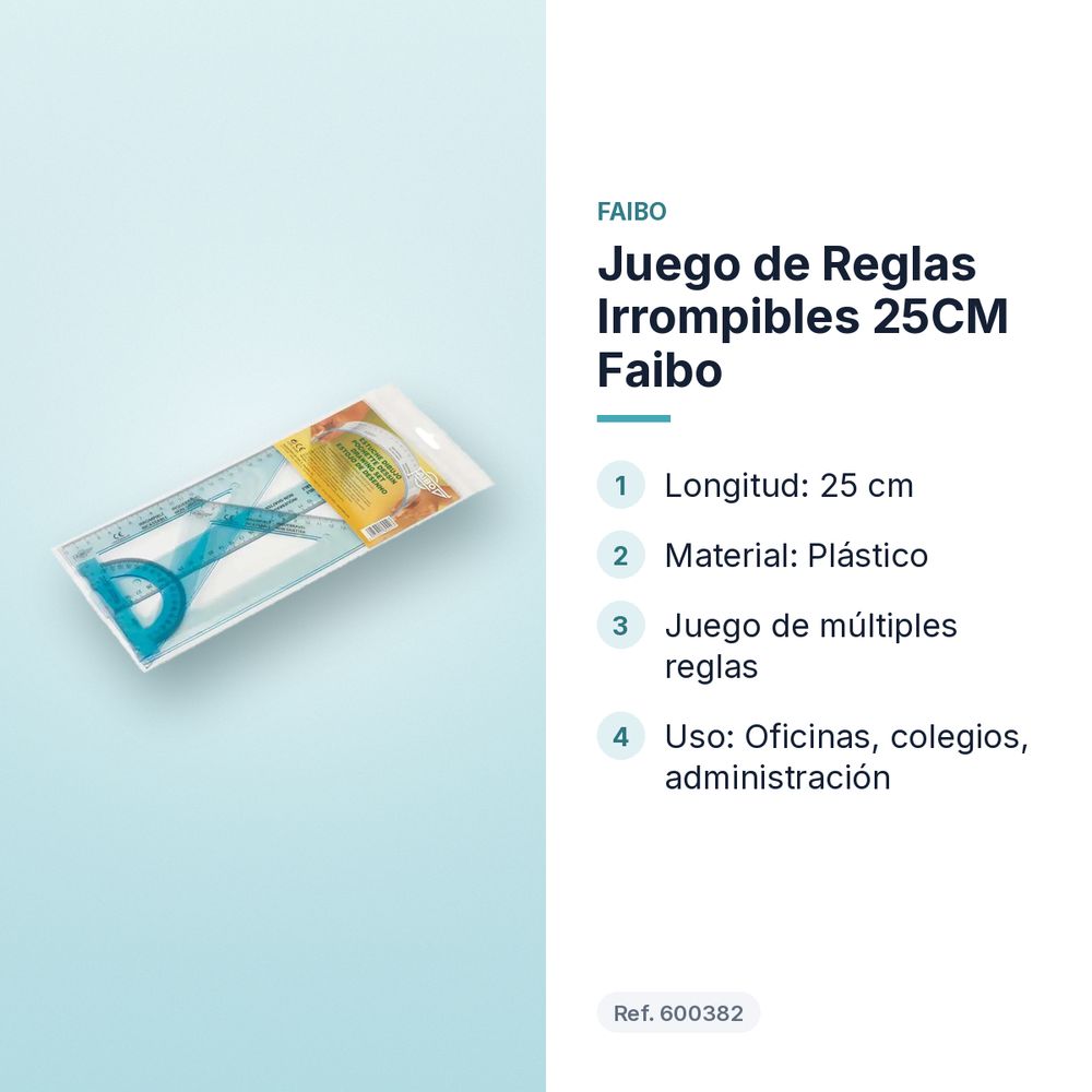 JUEGO DE REGLAS IRROMPIBLES 25CM FAIBO - características principales