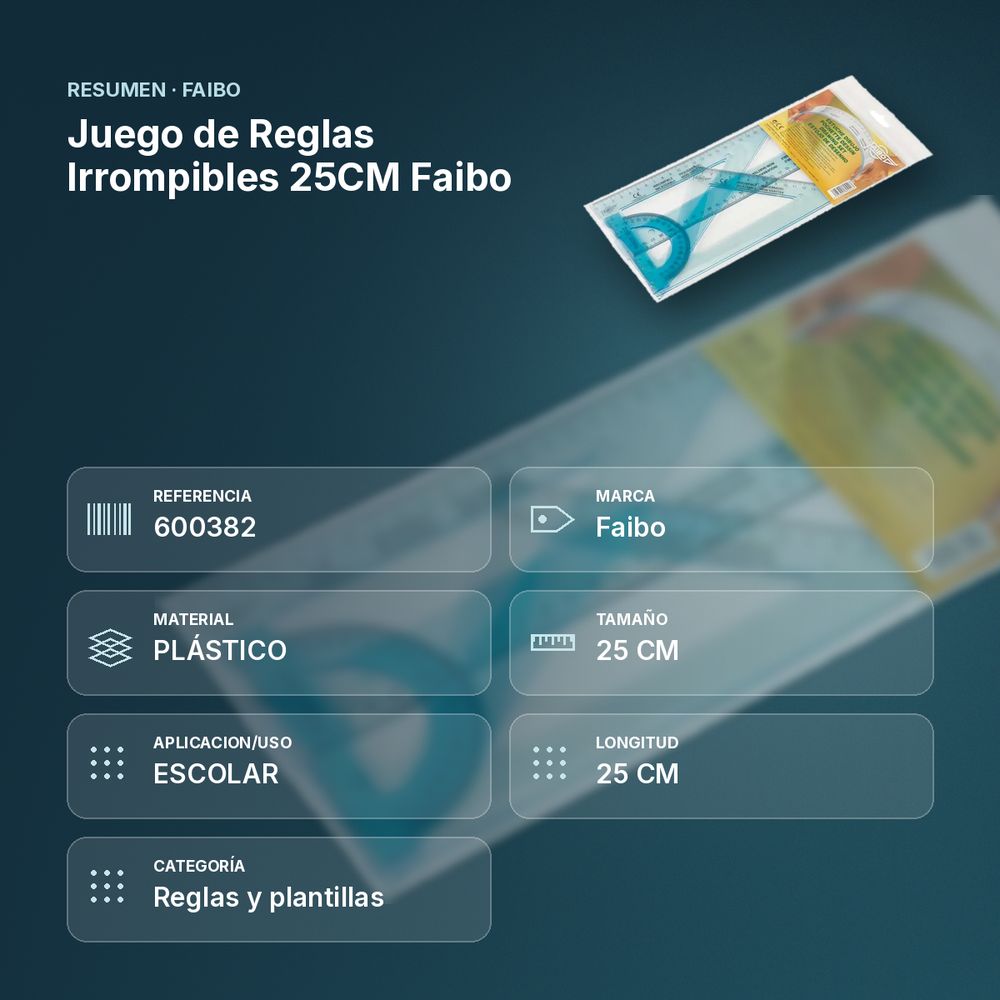 JUEGO DE REGLAS IRROMPIBLES 25CM FAIBO - resumen de atributos