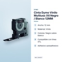 CINTA DYMO VINILO MULTIUSO XTL NEGRO / BLANCO 12MM - características principales