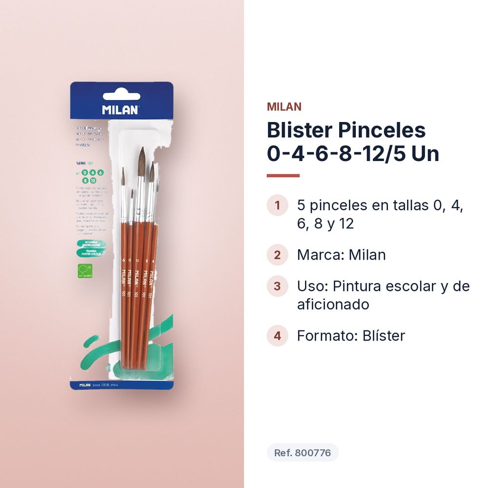 BLISTER PINCELES 0-4-6-8-12/5 UN - características principales