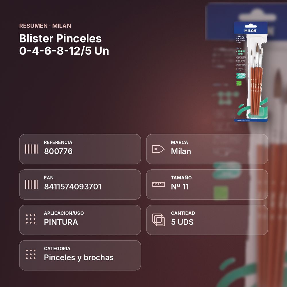 BLISTER PINCELES 0-4-6-8-12/5 UN - resumen de atributos