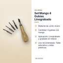 SET MANGO 4 GUBIAS LINOGRABADO - características principales