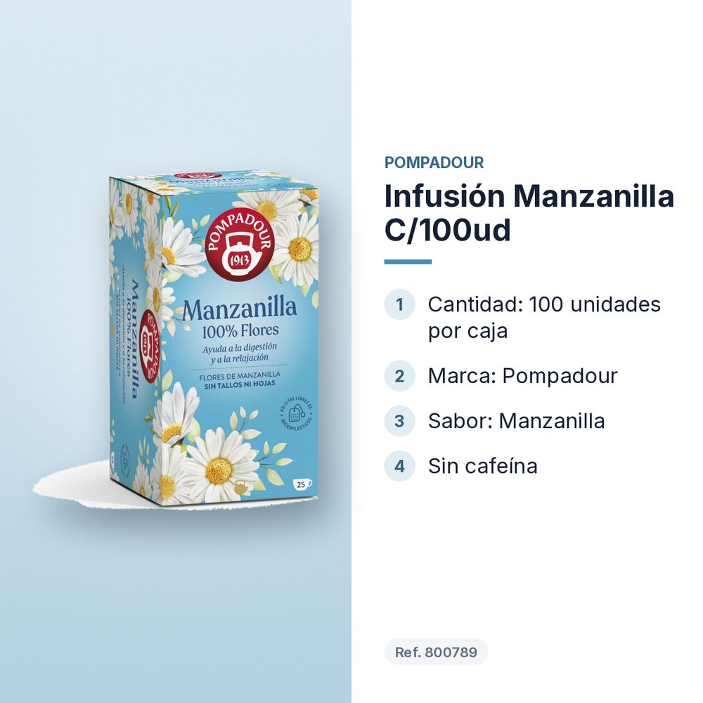 INFUSIÓN MANZANILLA C/100UD - características principales