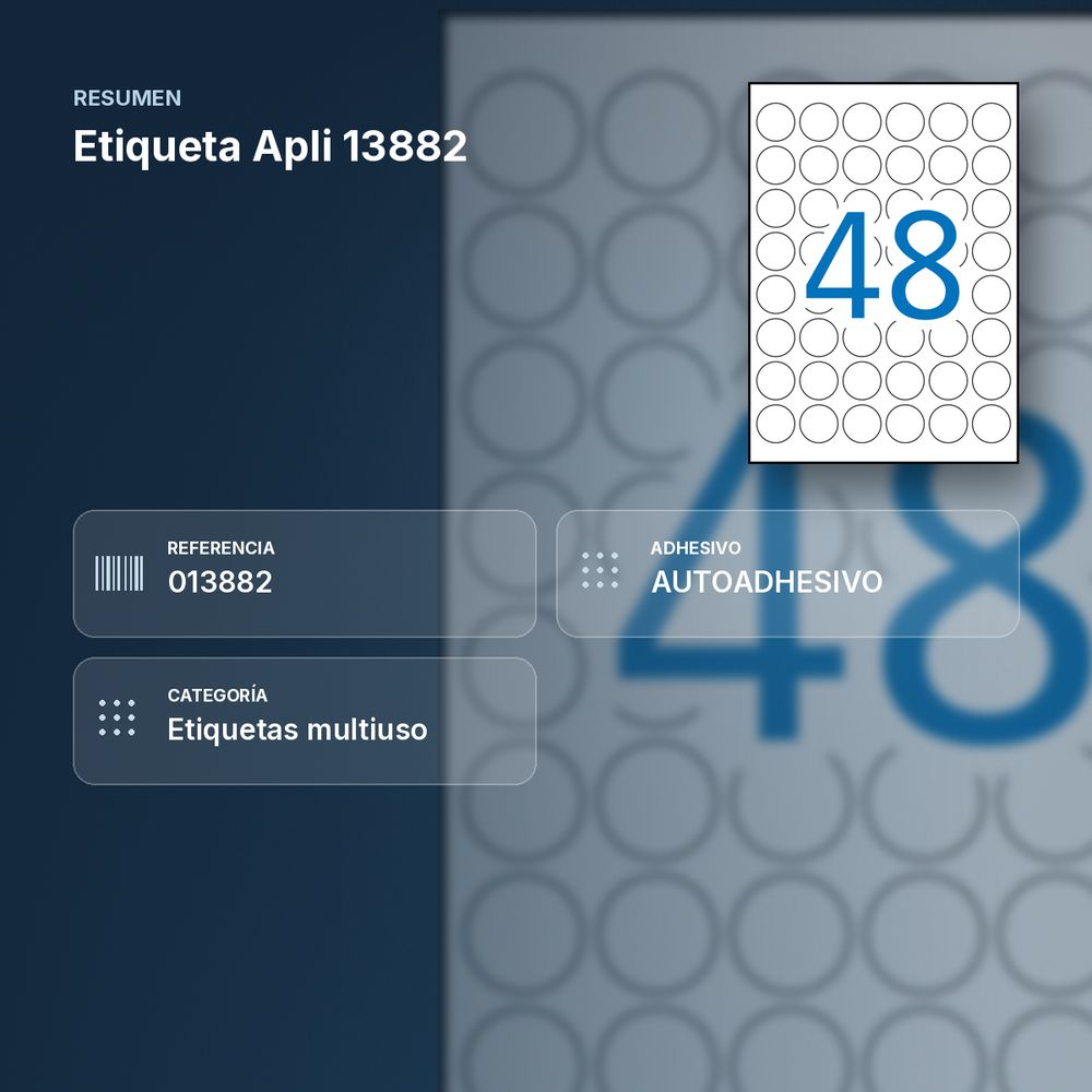 ETIQUETA APLI 13882 - resumen de atributos