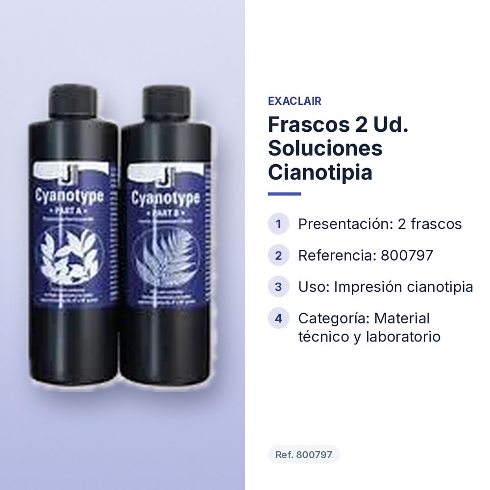 FRASCOS 2 UD. SOLUCIONES CIANOTIPIA - características principales