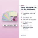 PAPEL A4 80GR 250 HJS SURTIDO PASTEL - características principales