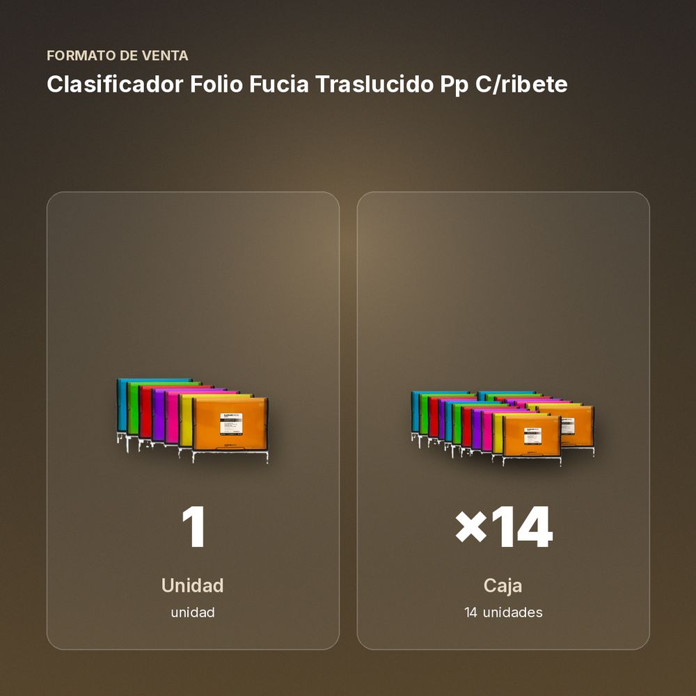 CLASIFICADOR FOLIO FUCIA TRASLUCIDO PP C/RIBETE  - formato de venta: caja de 14