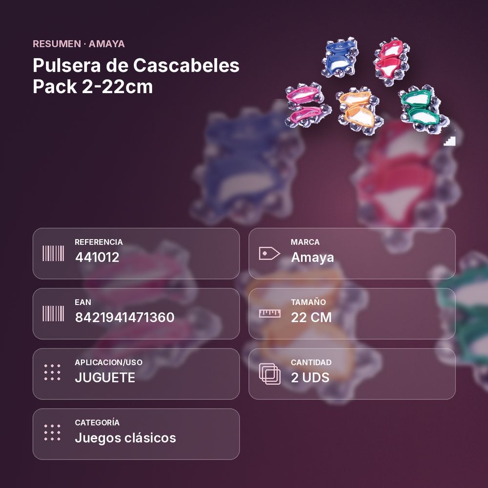 PULSERA DE CASCABELES PACK 2-22CM - resumen de atributos