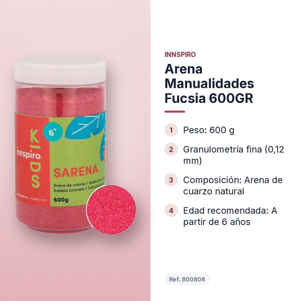 ARENA MANUALIDADES FUCSIA 600GR       - características principales