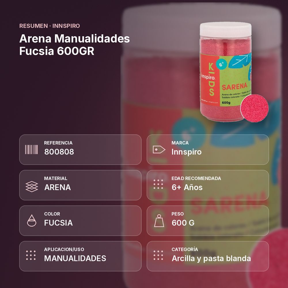 ARENA MANUALIDADES FUCSIA 600GR       - resumen de atributos