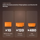 SOBRE PORTADOCUMENTOS POLIPROPILENO CON BROCHE A5 NARANJA - formato de venta: paquete de 120, caja de 480