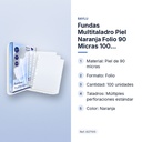 FUNDAS MULTITALADRO PIEL NARANJA FOLIO 90 MICRAS 100 UNIDADES RAYLU  - características principales