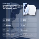 FUNDAS MULTITALADRO PIEL NARANJA FOLIO 90 MICRAS 100 UNIDADES RAYLU  - resumen de atributos