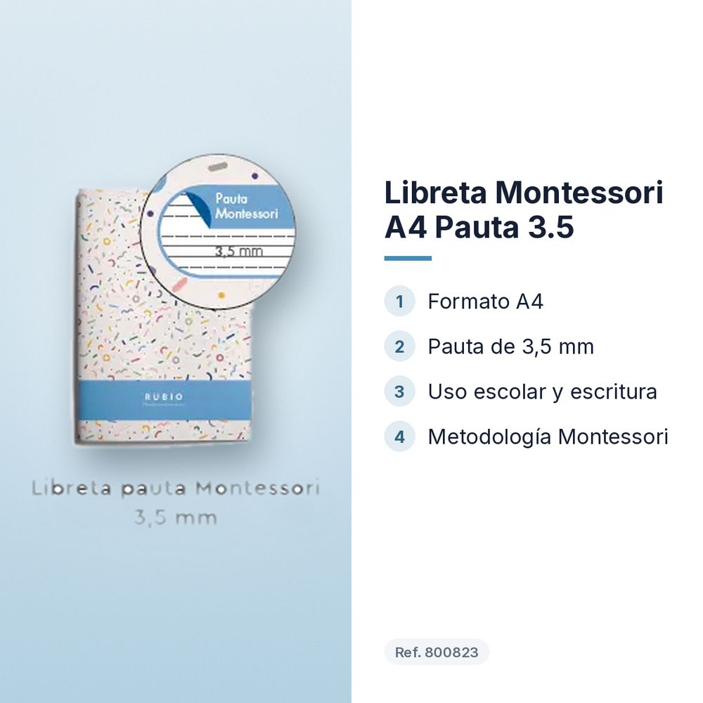 LIBRETA MONTESSORI A4 PAUTA 3.5 - características principales