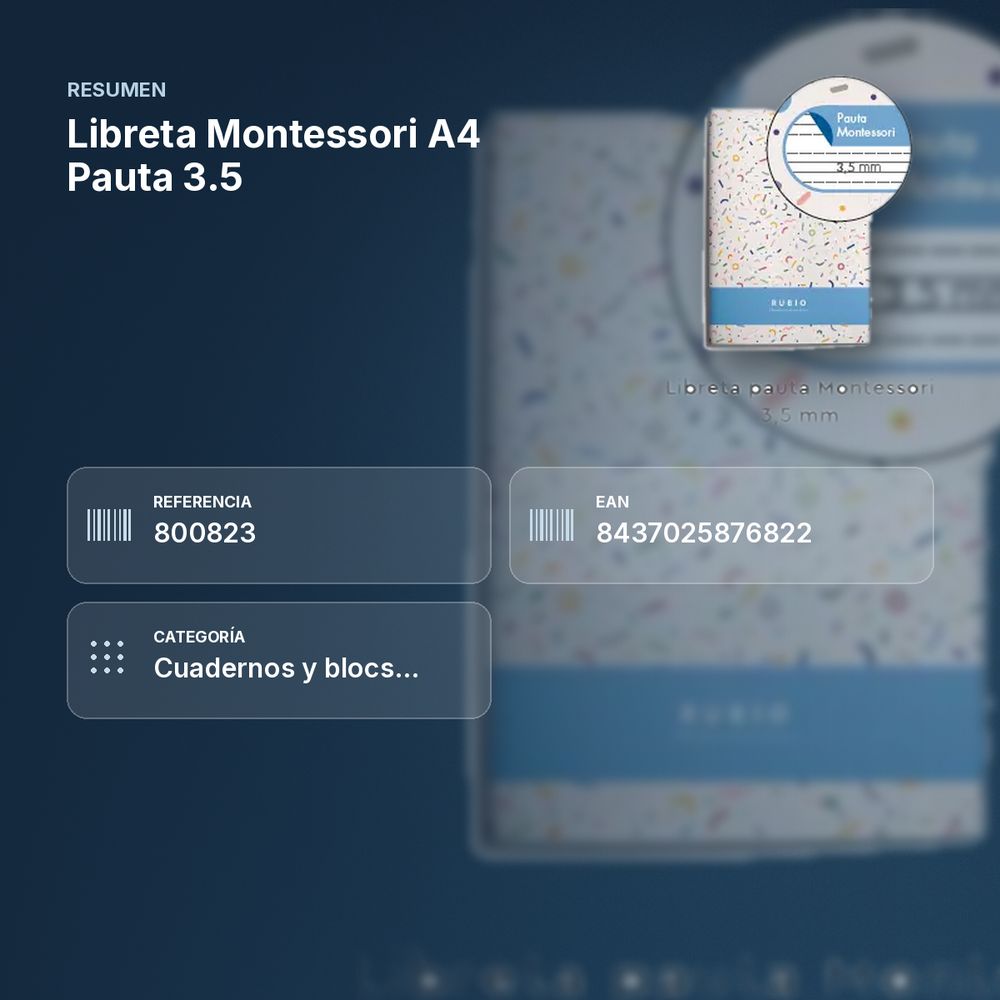 LIBRETA MONTESSORI A4 PAUTA 3.5 - resumen de atributos