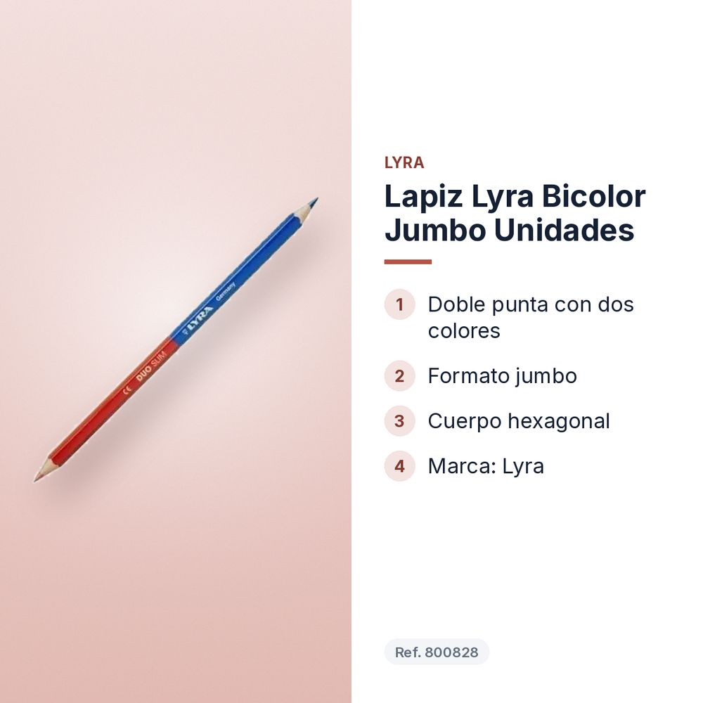 LAPIZ LYRA BICOLOR JUMBO UNIDADES - características principales