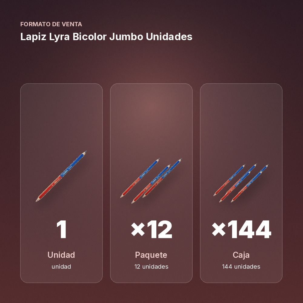 LAPIZ LYRA BICOLOR JUMBO UNIDADES - formato de venta: paquete de 12, caja de 144