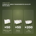 FORROS DE LIBROS TRANSPARENTES 28x52 PP RECICLABLE - formato de venta: paquete de 50, caja de 200