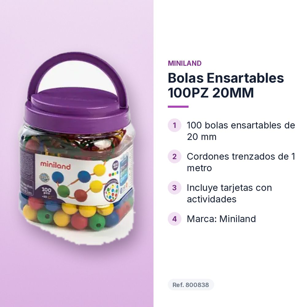 BOLAS ENSARTABLES 100PZ 20MM - características principales