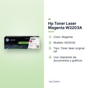 HP TONER LASER MAGENTA W2203A - características principales
