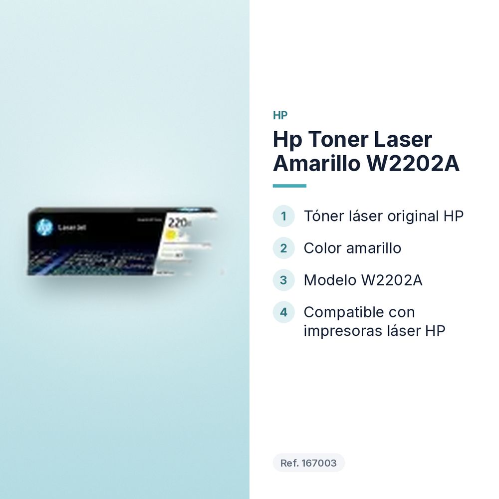 HP TONER LASER AMARILLO W2202A - características principales