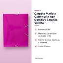 CARPETA MARIOLA CARTON A4+ CON GOMAS Y SOLAPAS VIOLETA - características principales
