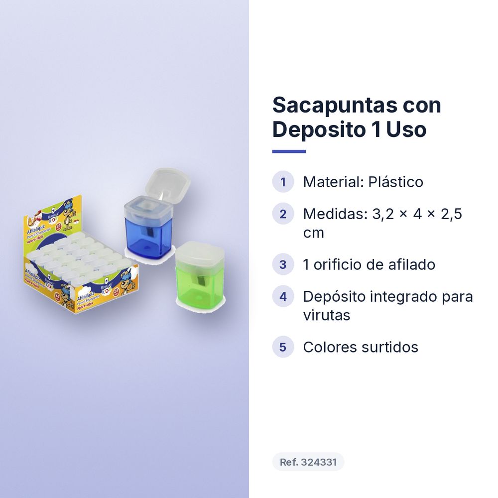 SACAPUNTAS CON DEPOSITO 1 USO  - características principales