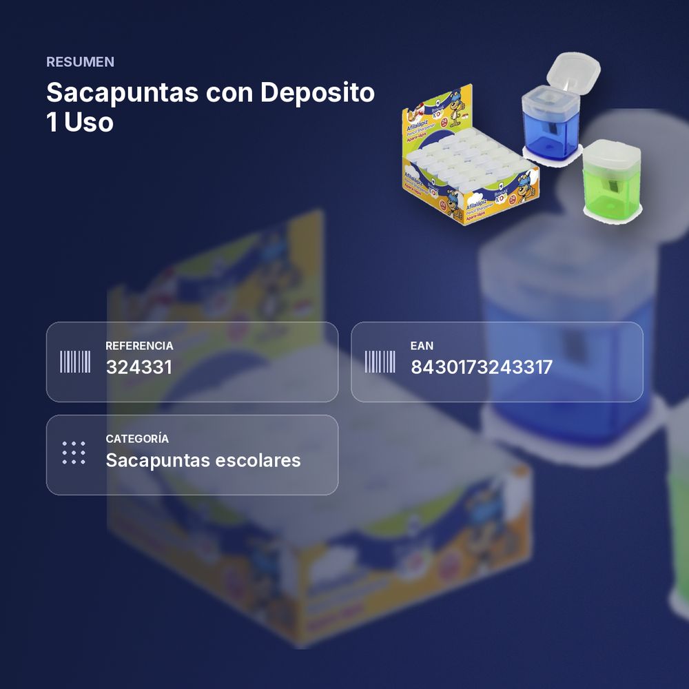 SACAPUNTAS CON DEPOSITO 1 USO  - resumen de atributos
