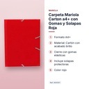 CARPETA MARIOLA CARTON A4+ CON GOMAS Y SOLAPAS ROJA - características principales