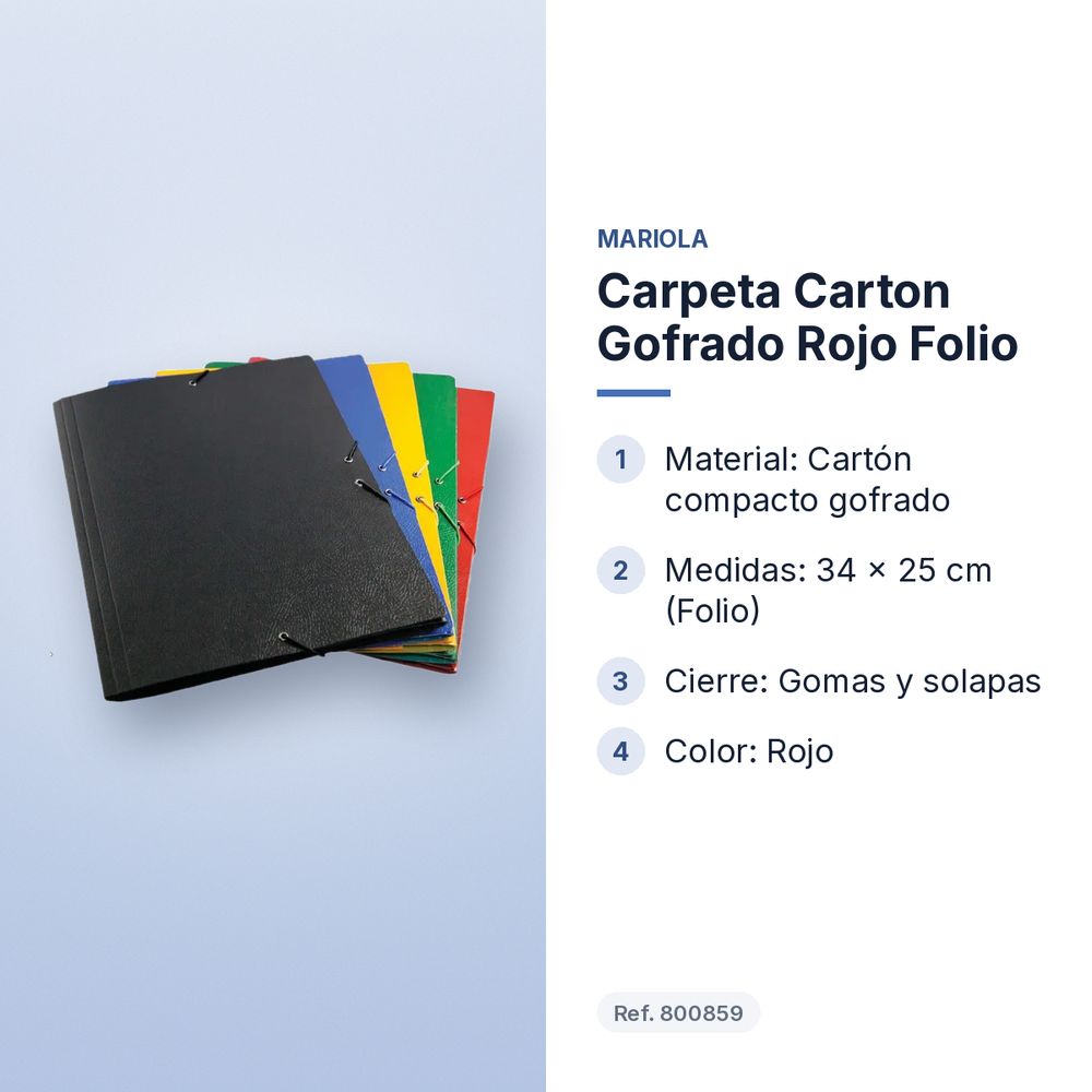 CARPETA CARTON GOFRADO ROJO FOLIO  - características principales