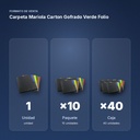 CARPETA MARIOLA CARTON GOFRADO VERDE FOLIO  - formato de venta: paquete de 10, caja de 40