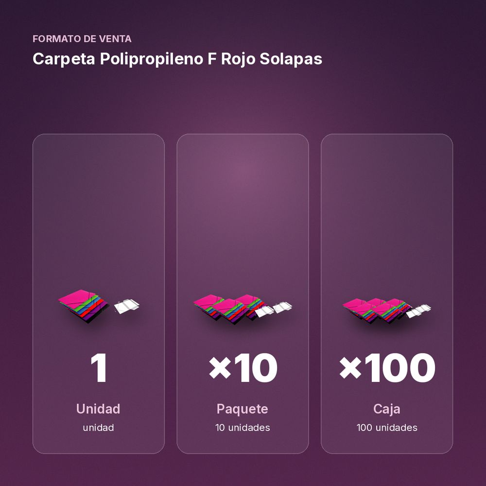CARPETA POLIPROPILENO F ROJO SOLAPAS  - formato de venta: paquete de 10, caja de 100