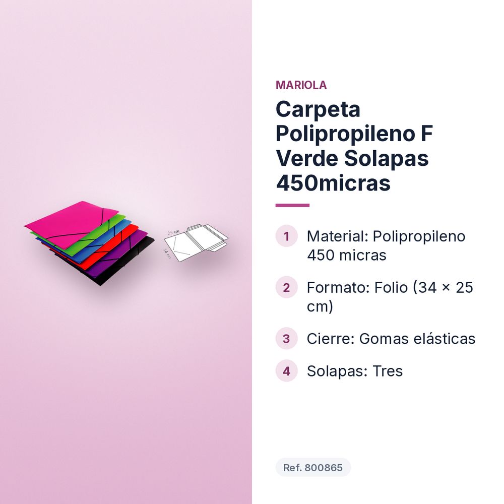 CARPETA POLIPROPILENO F VERDE SOLAPAS  450MICRAS - características principales