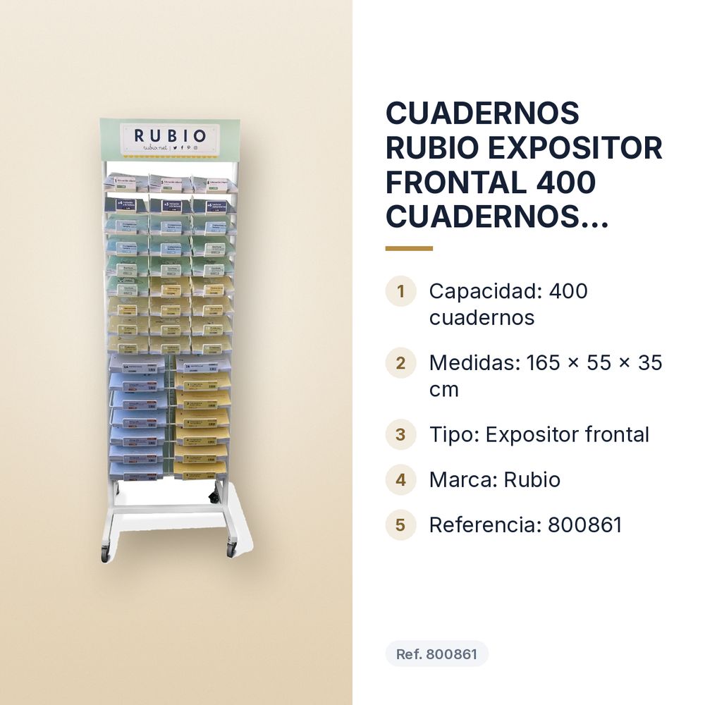 CUADERNOS RUBIO EXPOSITOR FRONTAL 400 CUADERNOS 165x55x35cm - características principales