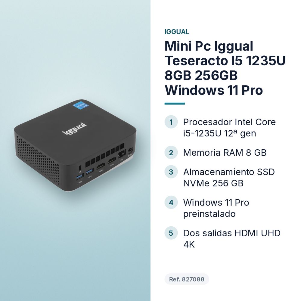 MINI PC IGGUAL TESERACTO I5 1235U 8GB 256GB WINDOWS 11 PRO - características principales
