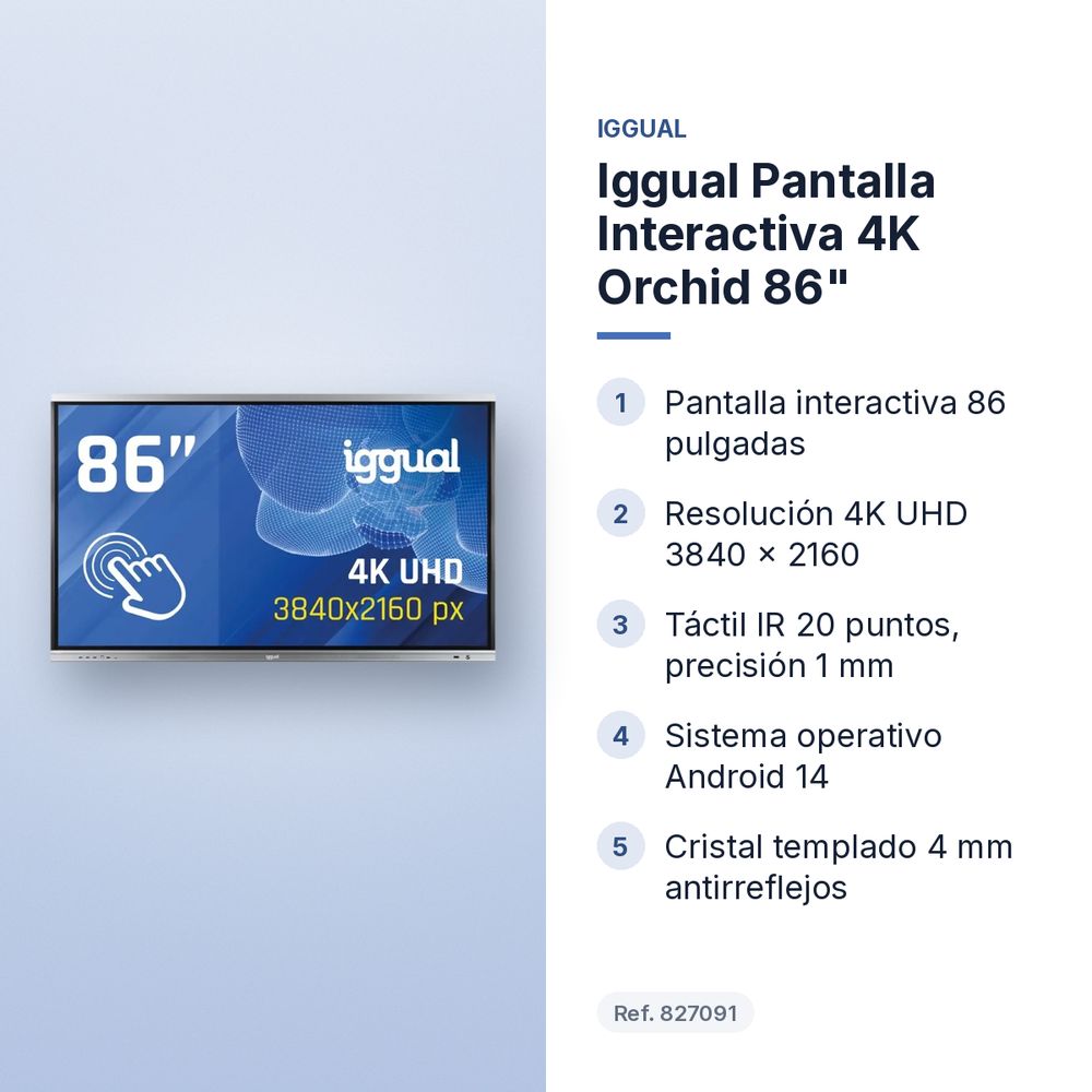 IGGUAL PANTALLA INTERACTIVA 4K ORCHID 86" - características principales