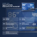 IGGUAL PANTALLA INTERACTIVA 4K ORCHID 86" - resumen de atributos