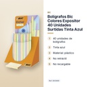BOLÍGRAFOS BIC COLORES EXPOSITOR 40 UNIDADES SURTIDAS TINTA AZUL - características principales
