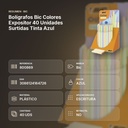 BOLÍGRAFOS BIC COLORES EXPOSITOR 40 UNIDADES SURTIDAS TINTA AZUL - resumen de atributos